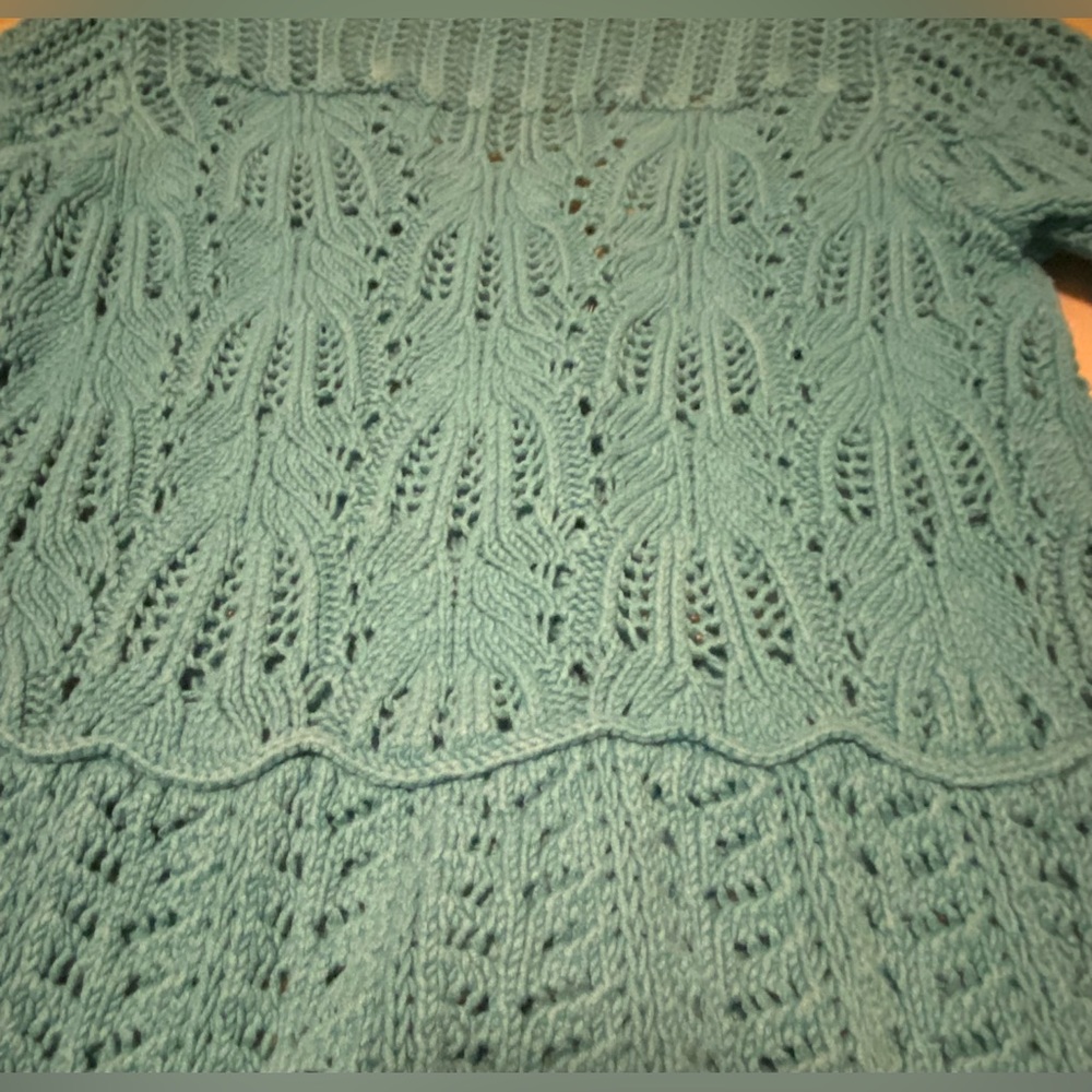Women’s Style & Co. Dress Knit Cotton Sweater Blue Turquoise Medium snap Buttons - Picture 11 of 12